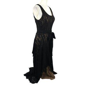 J Peterman Boho Lace Sleeveless Maxi Dress 8 High-Low Whimsigoth Romantic Witchy